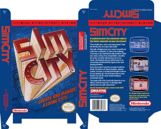 SimCity - NES prototype - DeviantArt mockup cover